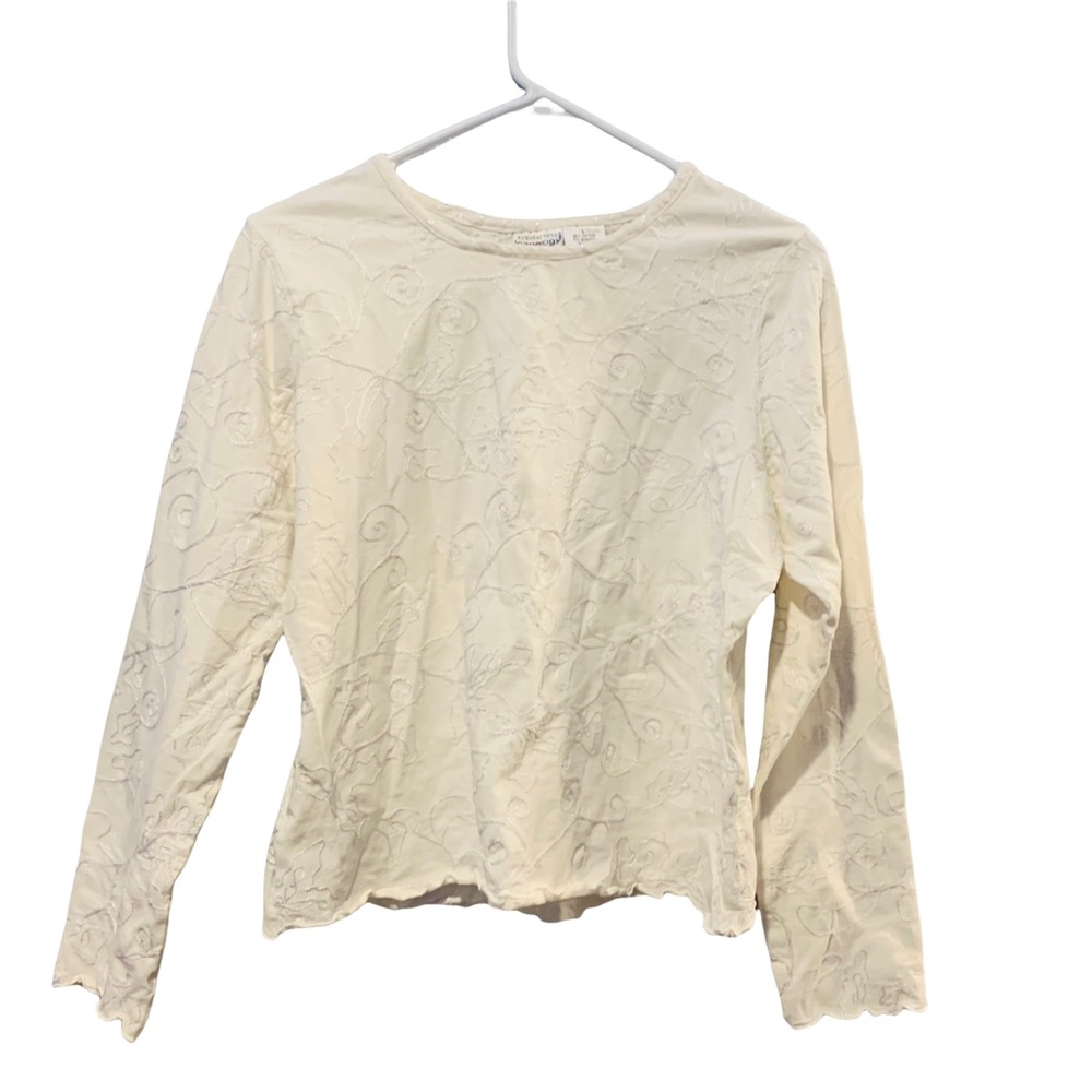 ⭐️ NEWPORT NEWS JEANOLOGY Vintage White Embroidered Top Coastal Grandmother